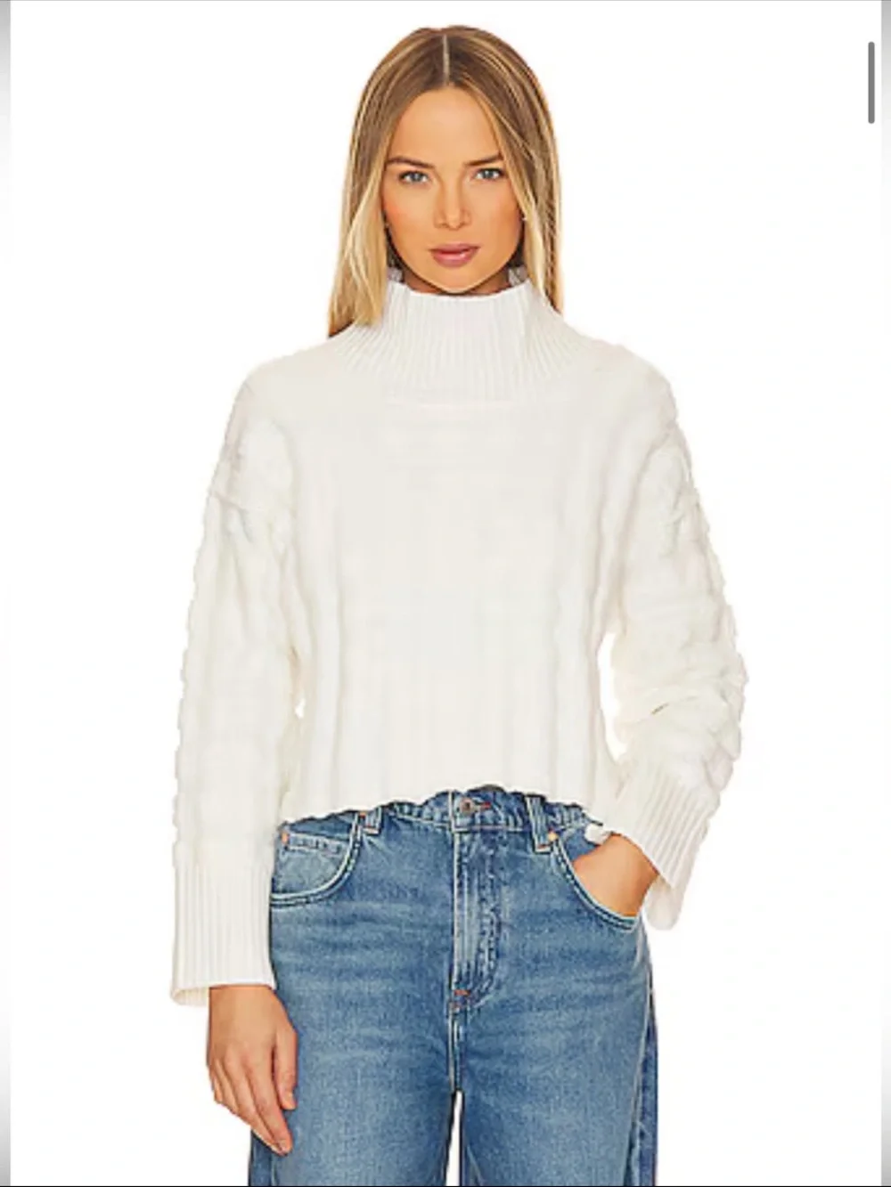 Free People NWT We The Free Care FP Soul Searcher Moc Sweater textured Ivory XS